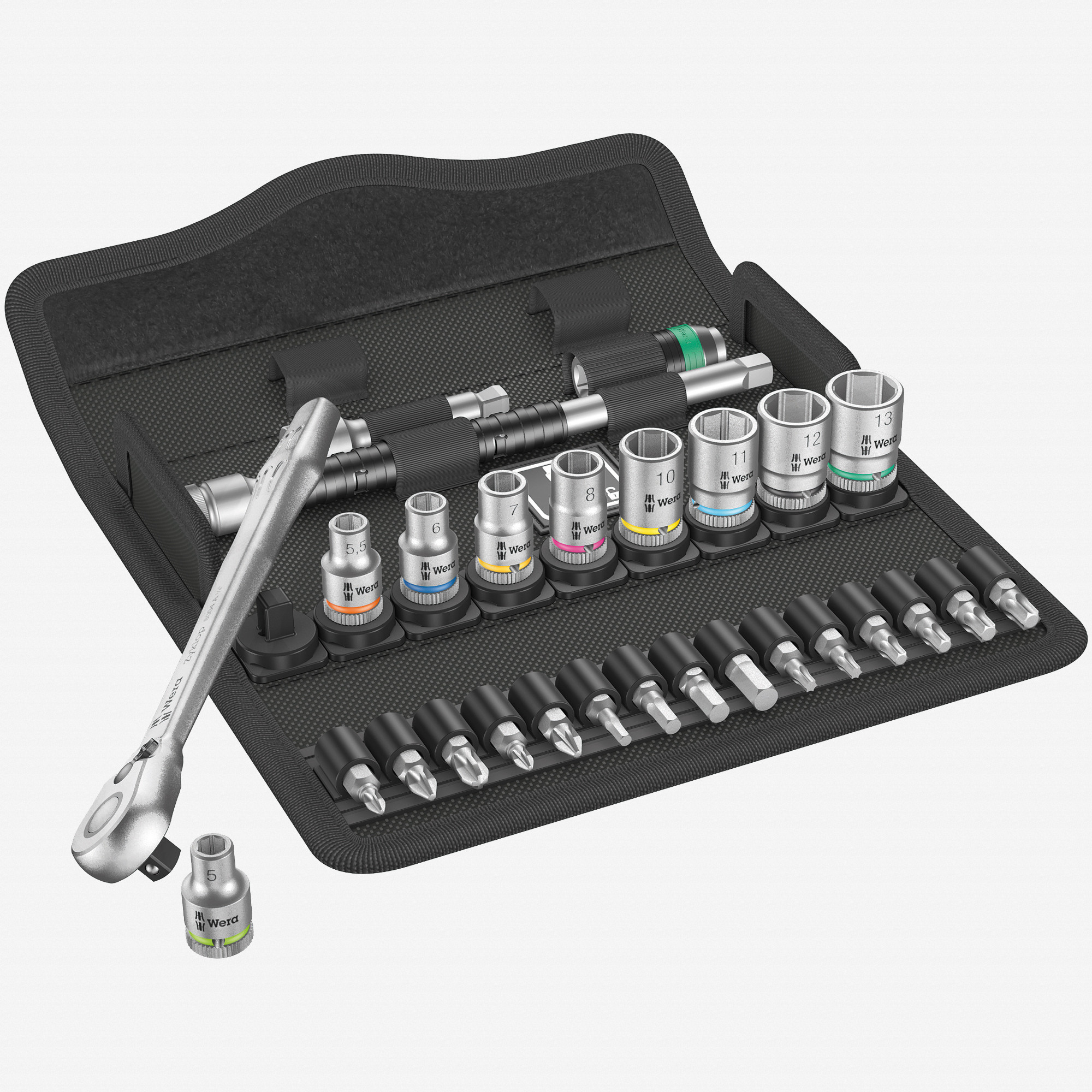 1/4 Square Drive Socket Set with Metric Hex Profile and