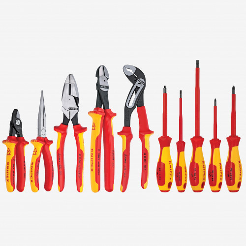 Knipex 9K-98-98-31-US 10 Piece Pliers / Screwdriver Tool Set - 1,000V Insulated, Hard Case, w/Lineman Pliers