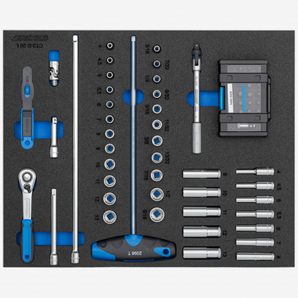 Gedore 2005 CT2-D 20 Screwdriver bit socket set 1/4" in 2/4 CT tool module, 67 pieces - KC Tool