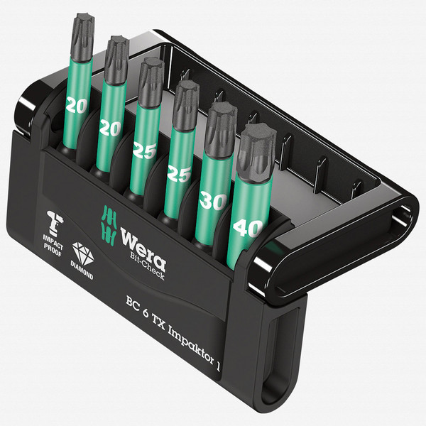 Wera 057693 Bit-Check 6 TX Impaktor 1 Power Bit Set - KC Tool