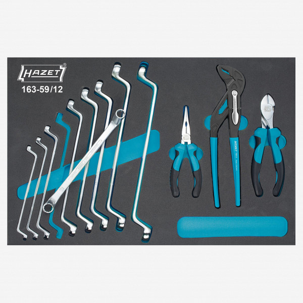 Hazet 163-59/12 Tool set, double box-end wrenches, pliers  - KC Tool