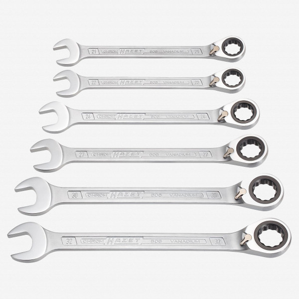 Hazet 606/6-1 Ratcheting combination wrench set 6 pc metric 21-32mm - KC Tool