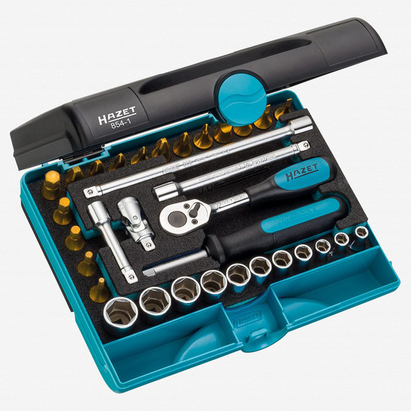 Hazet 854-1 1/4" 33 Pc Socket and Bit TiN Set  - KC Tool
