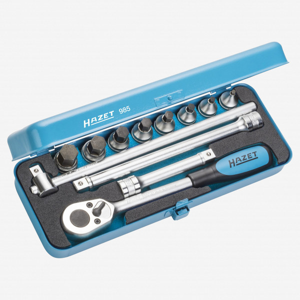 Hazet 985 12 Pc 1/2" Hex Metric Screwdriver Socket Set - Extra Short Design - KC Tool