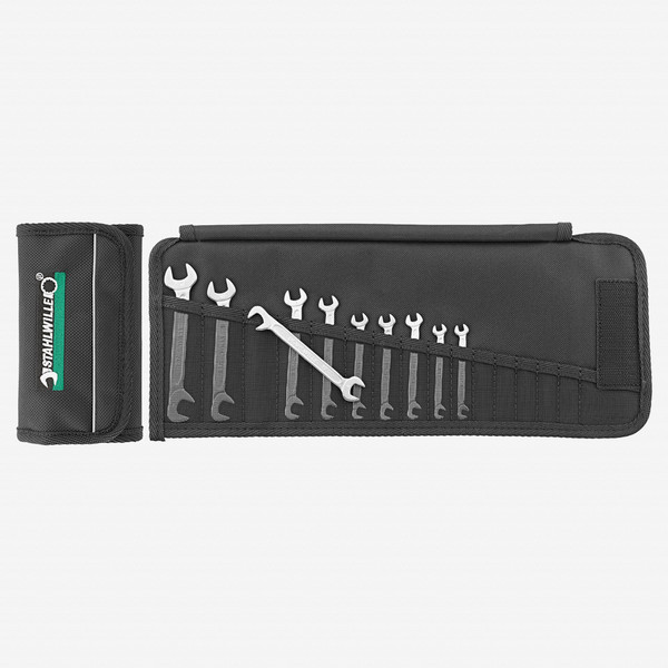 Stahlwille 12/10 Small Double Open Ended Spanner Electric Set, in Roll-up Wallet, 10 Pieces - KC Tool