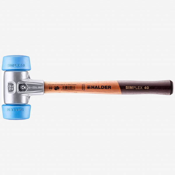 Halder Simplex Mallet with Oversized Soft Blue Rubber Inserts and Lightweight Alumimum Housing, 1.97" / 15.17 oz. - KC Tool