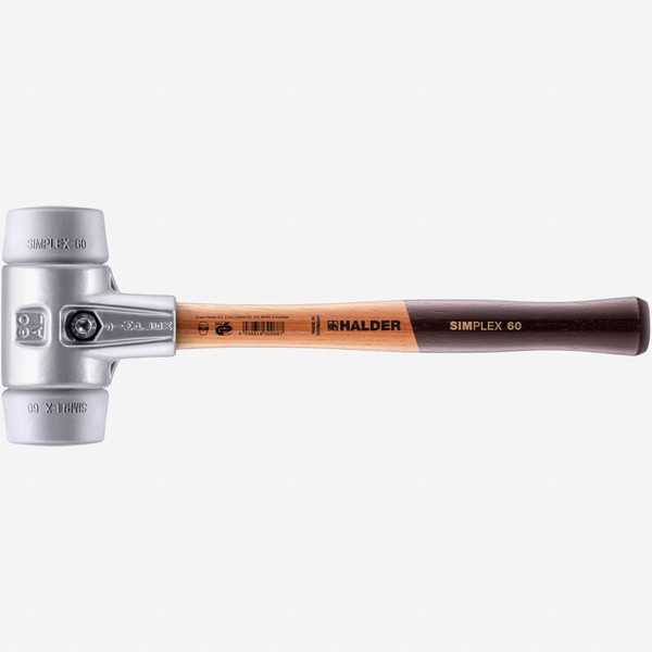 Halder Simplex Mallet with Grey Rubber Inserts and Lightweight Aluminum Housing, 2.36" / 29.1 oz. - KC Tool