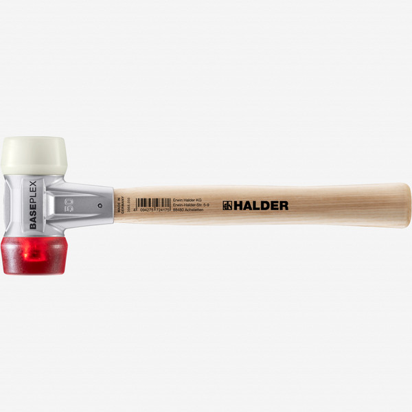 Halder Baseplex Mallet with Nylon/Red Plastic Face Inserts and Zinc Die Cast Housing, 4.53" / 33.16 oz. - KC Tool