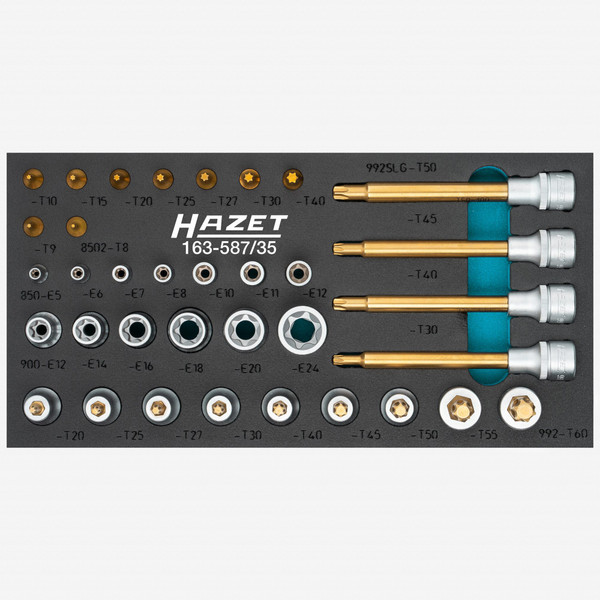 Hazet 163-587/35 Torx 1/4" and 1/2" Drive Socket Set in Foam, 35 Pieces (HZ163-587/35) - KC Tool