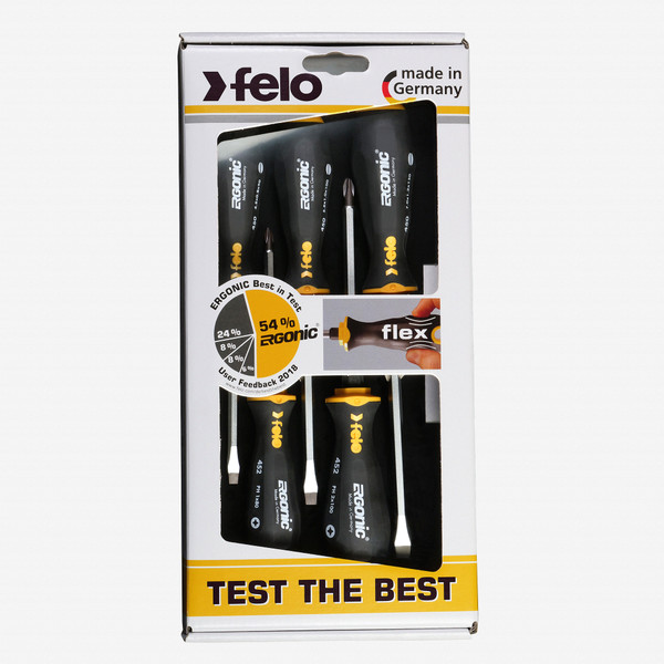 Felo Ergonic with Striking Cap Slotted & Phillips Screwdriver Set, 5 Pieces - KC Tool
