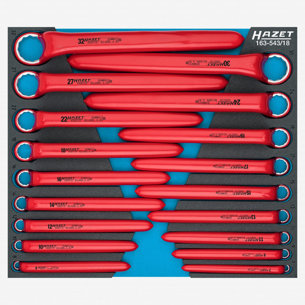 Hazet 450KV VDE Insulated Metric Open End Wrench Set, 7 - 32 mm