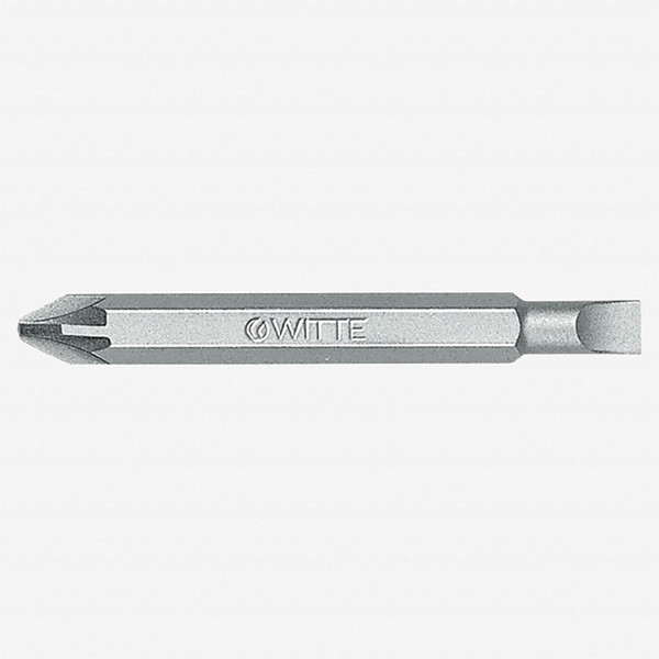 Witte Pro Double-ended Slotted/Pozidriv Bit, #3 + 1.0 x 6.0 x 60mm