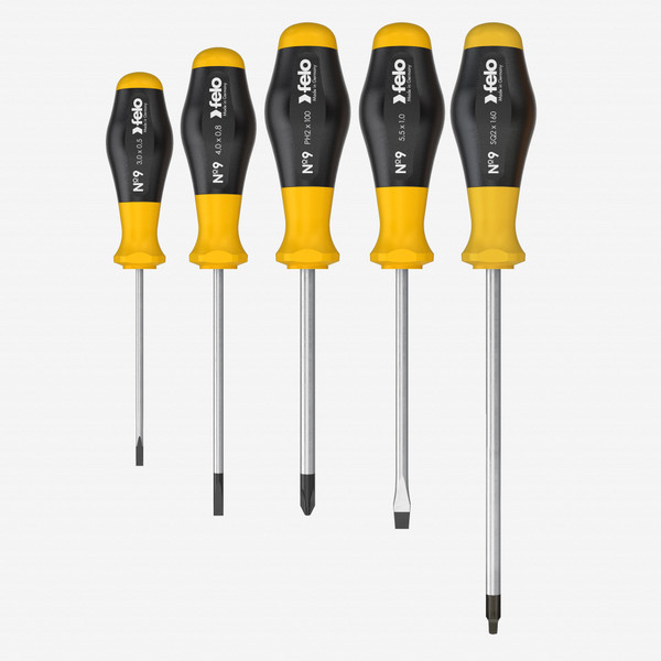 Felo No. 9 Slotted/Phillips/Square Screwdriver Set, 5 Pieces - KC Tool