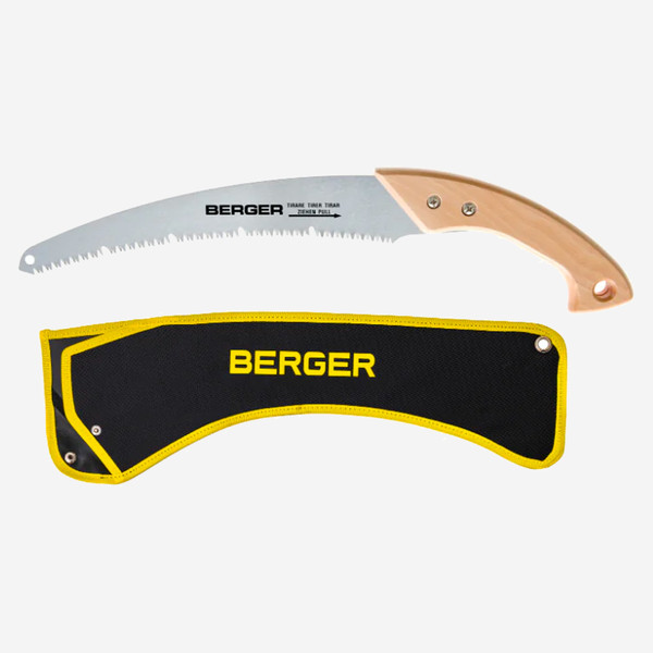 Berger 62513 Curved Blade Pruning Saw with Protective Sheath, Wood Handle, 13" - KC Tool