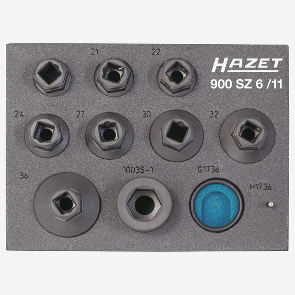 Hazet 900SZ6/11 Impact Outside Hex Socket Set, 1/2" Inside Square, 24 mm Outside Hex Drive with 3/4" Square Adapter - KC Tool