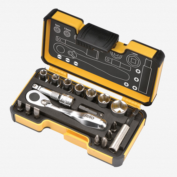 Felo Felo XS 33 piece Box SL,Hex,PH,PZ,TX Bits Mini Ratchet, Bitholder