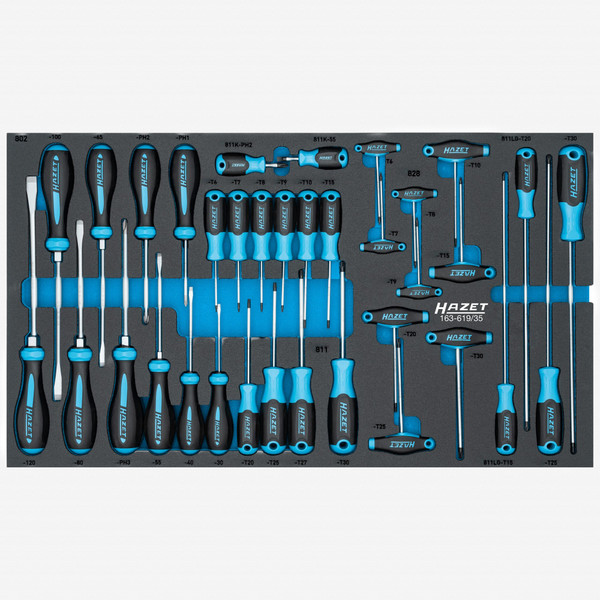 Hazet 163-619/35 Torx-Slotted-Phillips Screwdriver Set, 35 Pieces - KC Tool
