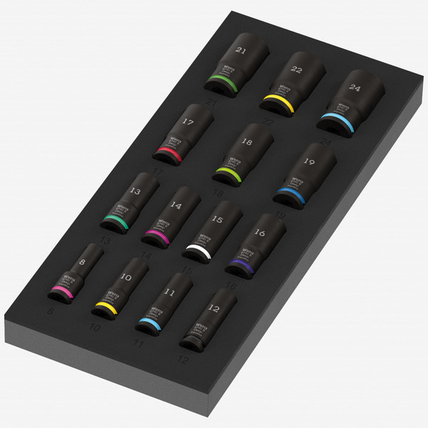 Wera 150118 9728 Foam Insert Zyklop B 3/8" Impaktor Deep Socket Set 1, 14 Pieces - KC Tool