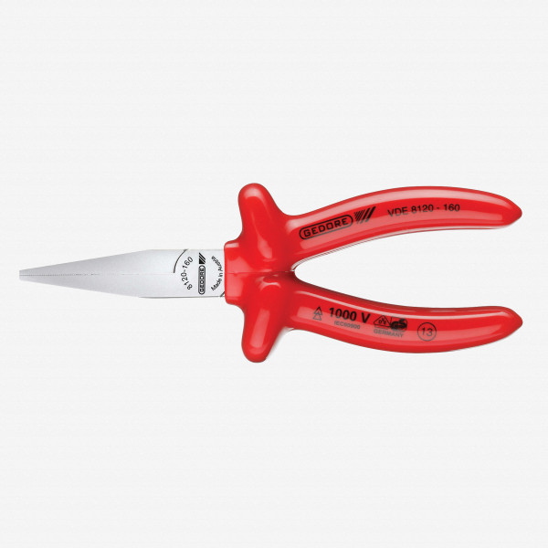 Gedore VDE 8120-160 VDE Flat nose pliers with VDE dipped insulation - KC Tool