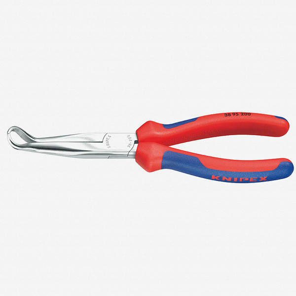 Knipex 38-95-200 8" Mechanic's 45 Degree Bent Pliers (spark plug cover grabber) - Chrome w/ MultiGrip - KC Tool