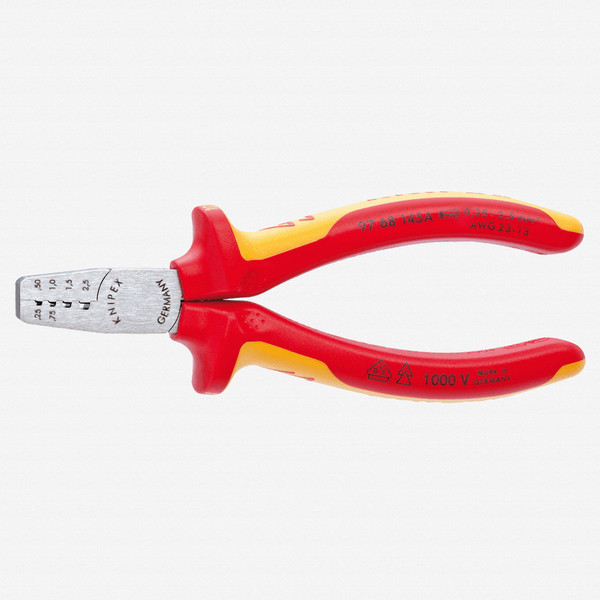 Knipex 97-68-145-A Trapezoidal Crimping Pliers for end sleeves (ferrules) - Insulated - KC Tool