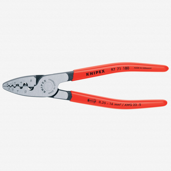 Knipex 97-71-180 Half-Round Crimping Pliers for end sleeves (ferrules) - Plastic Grip - KC Tool