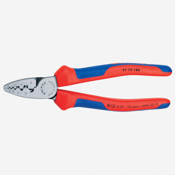 Knipex 97-72-180 Half-Round Crimping Pliers for end sleeves (ferrules) - MultiGrip - KC Tool
