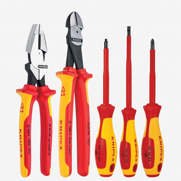 Knipex 9K-98-98-22-US 5 Pc Pliers / Screwdriver Tool Set w/Lineman - 1,000 V Insulated (9K989822US)