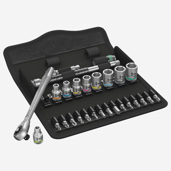 Wera 004017 Zyklop Metal Ratchet 1/4" Drive with Push-Through Square Metric Set - KC Tool