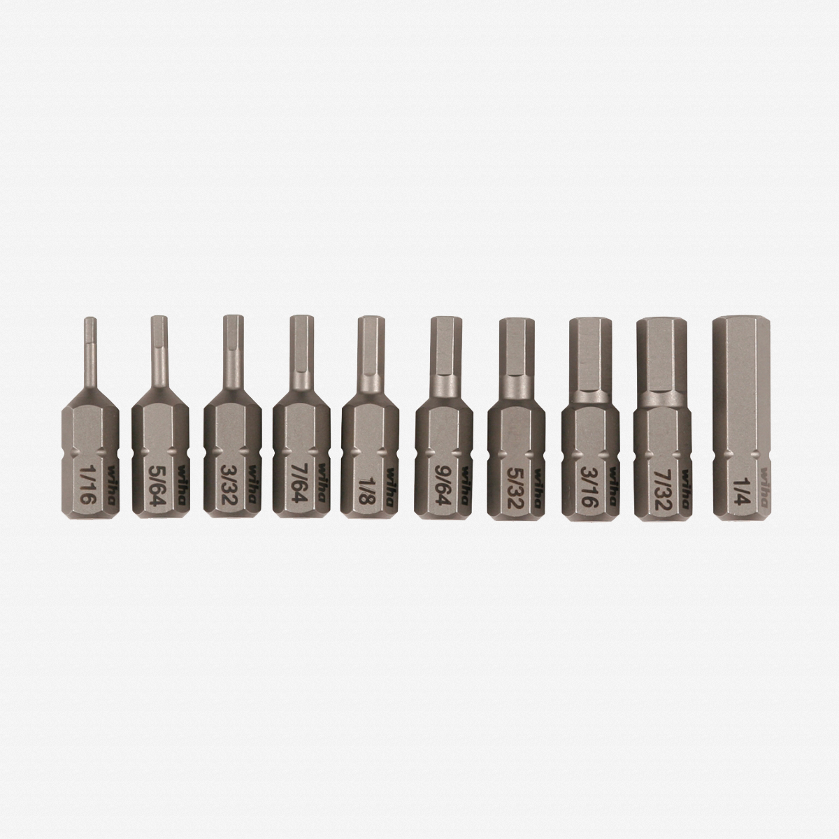 Wiha 72596 Hex Inch Insert Bit 1/16 1/4" 10Pc