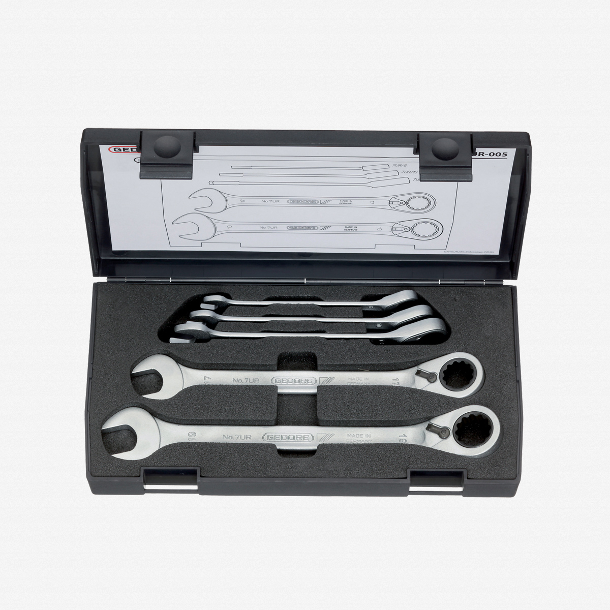 Gedore 7 Ur 005 Combination Ratchet Spanner Set Reversible 5 Pcs 8