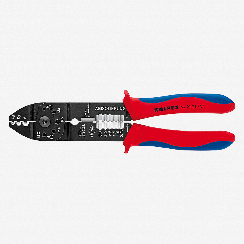 Knipex 97-21-215-C Crimping Pliers - insulated terminals and plug connectors - Plastic Grip - KC Tool