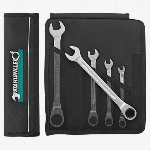 STAHLWILLE 17ASSO Set clés mixtes à cliquet OPEN RATCH dans une trousse à  outils enroulable