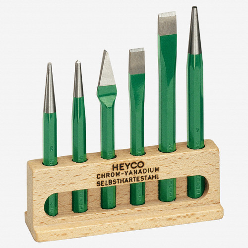 Heyco Chisel and Punch Set in Wooden Stand, 6 Pieces