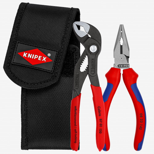 Knipex 2 Pc Mini Pliers in Belt Pouch - Cobra and Needle-Nose