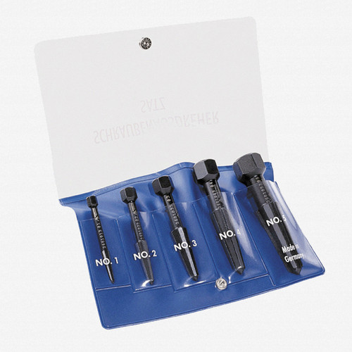 Rennsteig Double Edged Screw Extractor 5 Piece Set + Pouch (Size