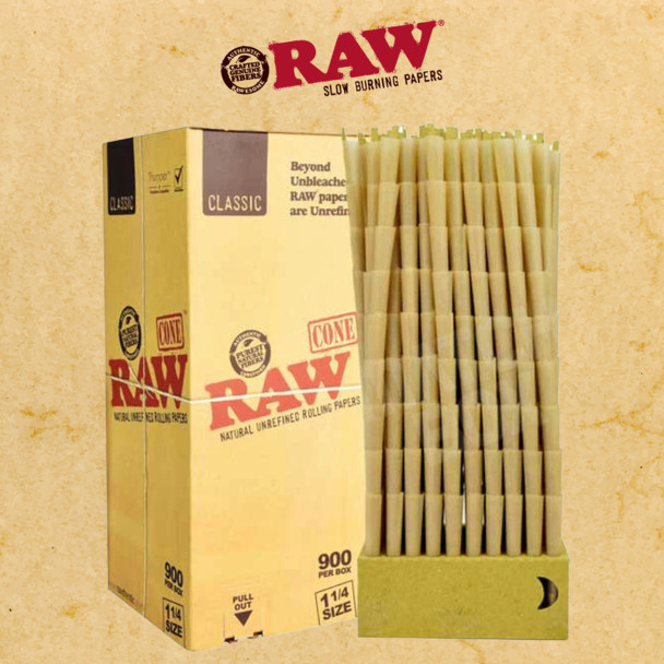 RAW CLASSIC BULK 1 1/4 CONES 900CT BOX