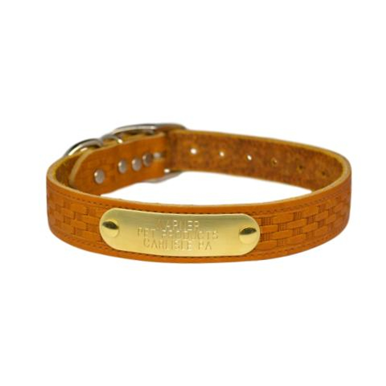 Warner Cumberland Leather Dog Collar with Free ID Nameplate