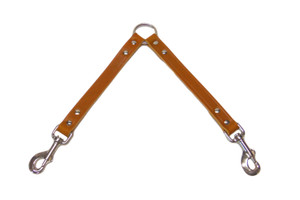 Tan leather dog collar coupler Tan leather dog collar coupler