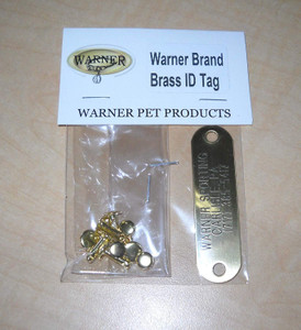 Warner Sporting Brass Pet ID Tag package front view. Warner Sporting Brass Pet ID Tag package front view.