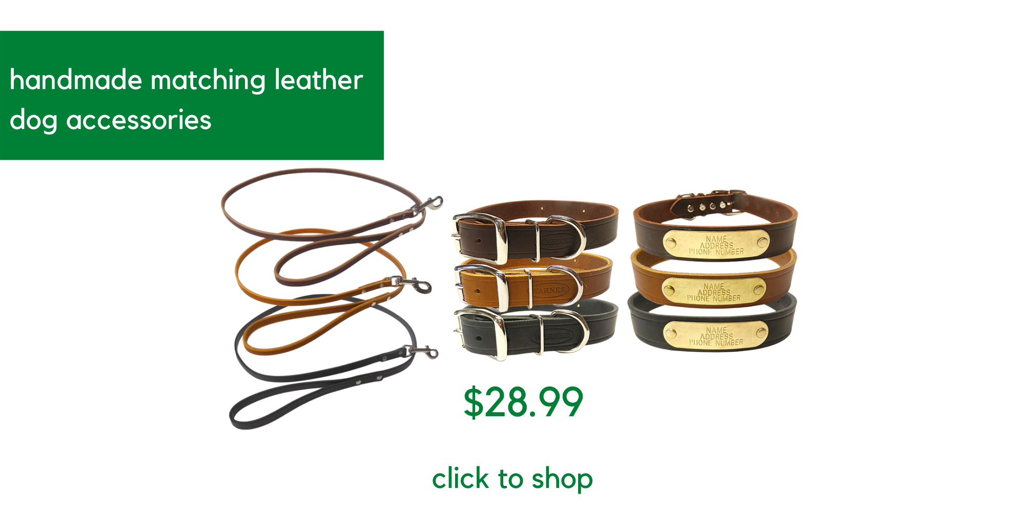 handmade leather dog accessories - click to see product page