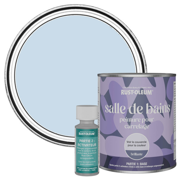 Peinture pour Carrelage de Salle de Bain, Finition Brillante - Ciel Bleu 750ml