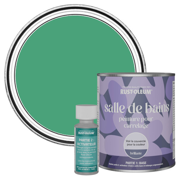 Peinture pour Carrelage de Salle de Bain, Finition Brillante - Émeraude 750ml