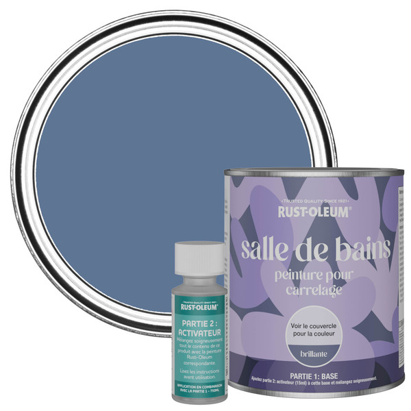 Peinture pour Carrelage de Salle de Bain, Finition Brillante - Rivière Bleue 750ml