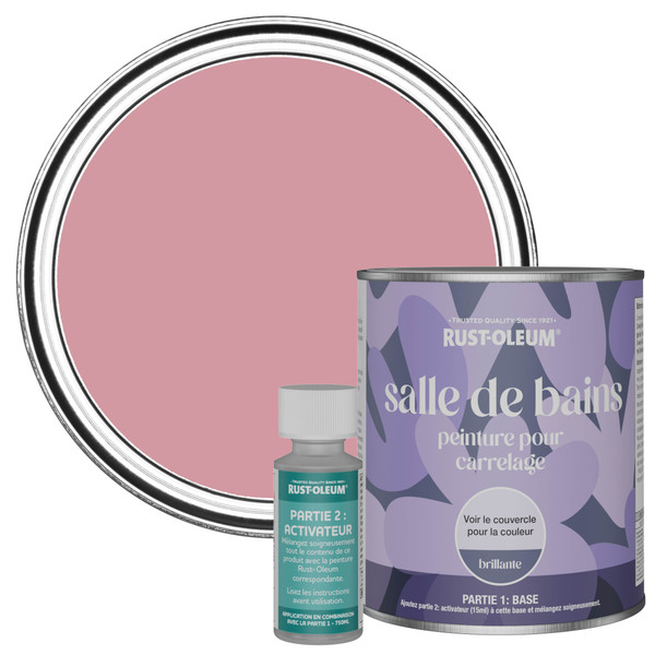 Peinture pour Carrelage de Salle de Bain, Finition Brillante - Rose Antique 750ml