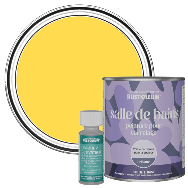 Peinture pour Carrelage de Salle de Bain, Finition Brillante - Sorbet Citron 750ml