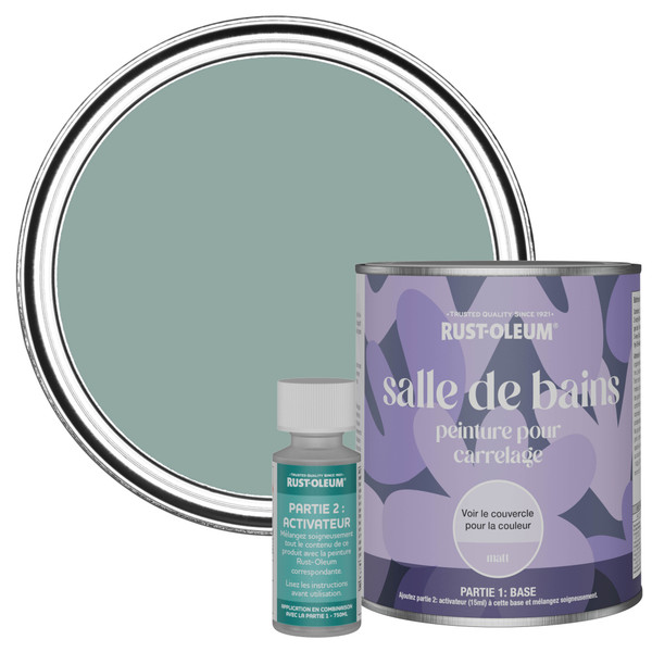 Peinture pour Carrelage de Salle de Bain, Finition Mate - Bleu Gris 750ml