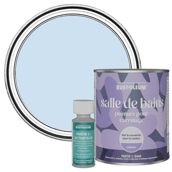 Peinture pour Carrelage de Salle de Bain, Finition Satinée - Bleu Poudré 750ml