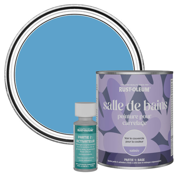 Peinture pour Carrelage de Salle de Bain, Finition Satinée - Céruléen 750ml