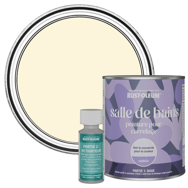 Peinture pour Carrelage de Salle de Bain, Finition Satinée - Crème Fouettée 750ml